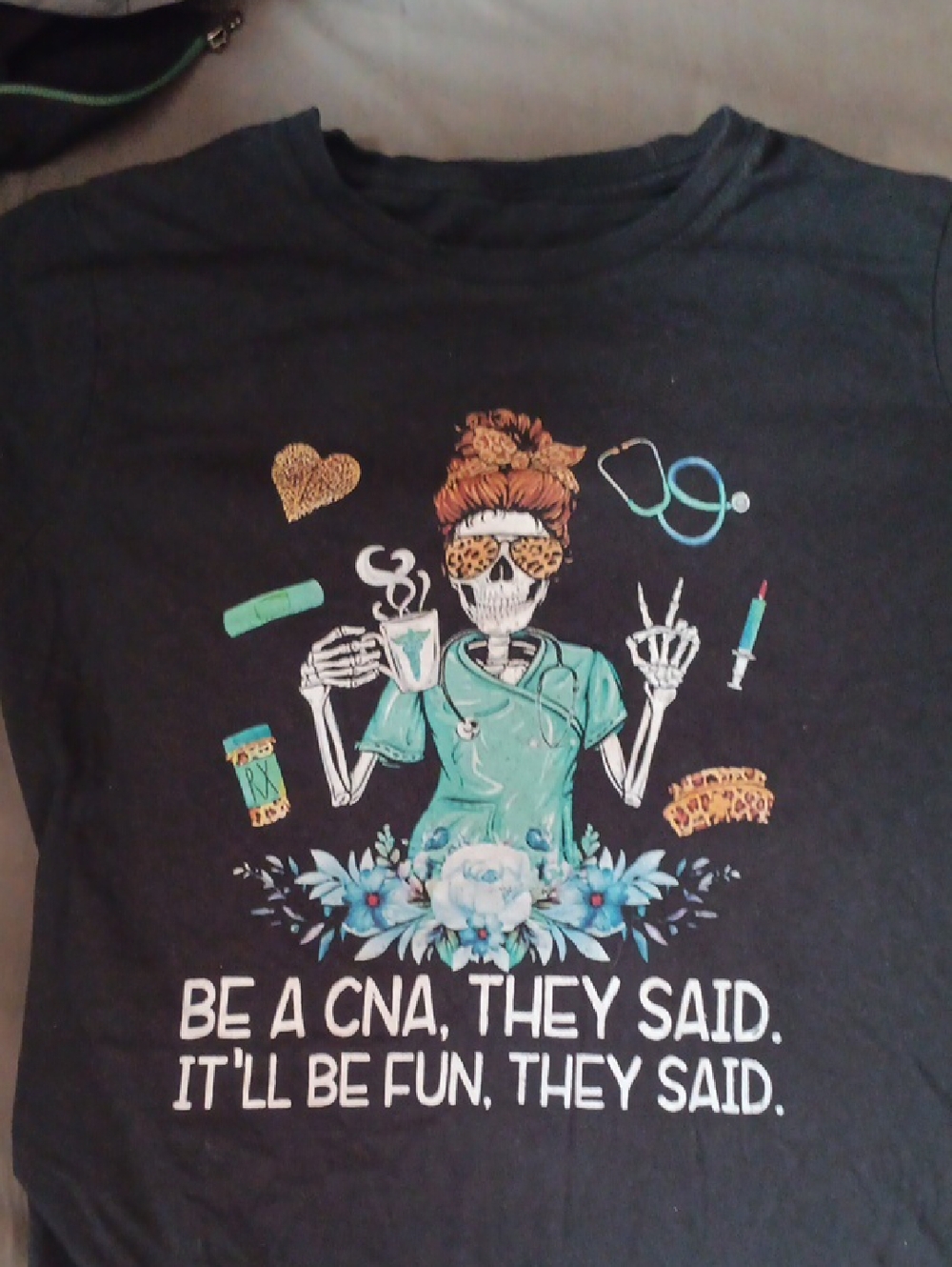 Be a CNA Graphic Tee - Black with Teal & White Design